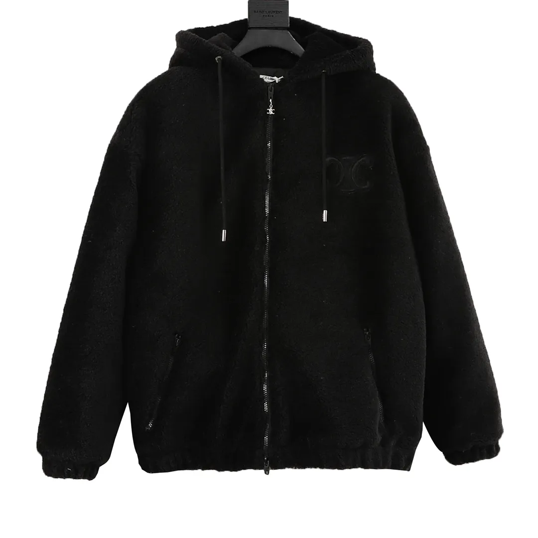 CELINE Arc de Triomphe Suede Cotton Jacket The polyester filament passes through a circular knitting machine, and the warp and weft yarns are woven into each other into a double-sided knitted structure, with flat loops on the front and back. The polar fleece fabric is formed after a series of processes such as dyeing, raising, carding, shearing, and polarization. The suede texture is soft and the fiber characteristics make it almost non-absorbent. It can quickly drain sweat to the outer layer of the fabric and evaporate quickly, maintaining good breathability. The suede surface can lock the air and form a stagnant air layer around the body, effectively preventing heat loss and providing good warmth retention properties. Using the quilted cannage pattern, the seamstress precisely adjusts the machine's speed and stitch density, resulting in smooth and even stitches during the operation. After completion, regular diagonal quilting lines will be formed, which will inadvertently enhance the overall texture when putting it on and taking it off. The fabric and padding material are tightly fixed on the frame of the embroidery machine. The embroidery machine uses sparse stitches along the padding layer's pattern to outline the filling area of ​​the pattern, and then runs the overlay layer's pattern, using dense stitches to perfectly cover the foam padding layer, thus forming a slightly raised Arc de Triomphe shape. After the final finishing, the edges of the patch have no burrs and the pattern is clear. Size：XS-L